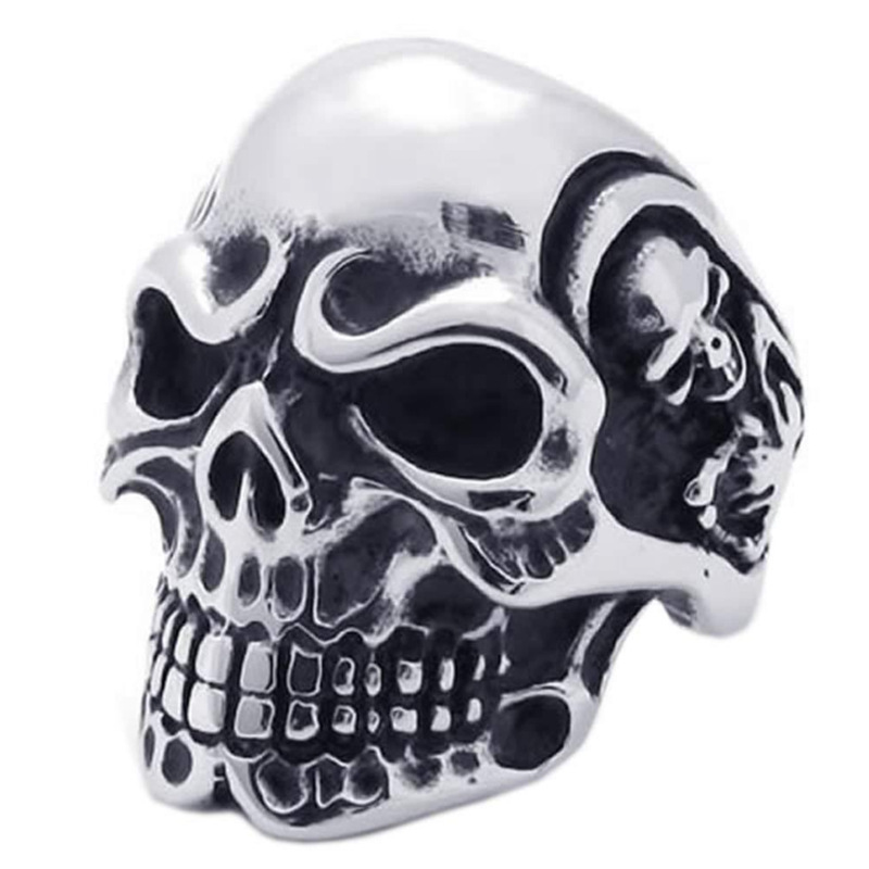 Cool Mexican Style Antique Silver Skull Ring Punk Jewelry for Mens Gift
