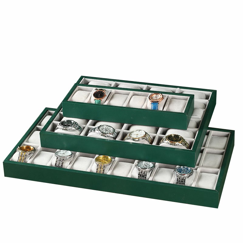 New Green PU Leather Watch Display Tray 6122430 Grid Watch Display Storage Props Watch Booth Display Shelf
