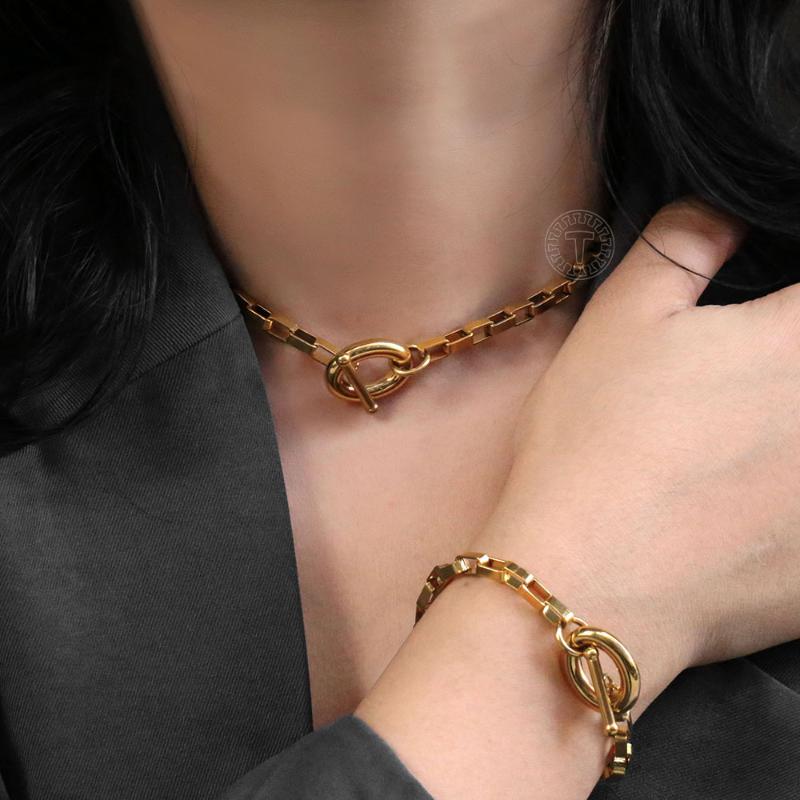 Earrings & Necklace Gold Color Rectangle Cable Box Chain Bracelet Set For Men Women Stainless Steel Rolo Link Jewelry DDS27Earrings, As pic
Earrings & Necklace Gold Color Rectangle Cable Box Chain Bracelet Set For Men Women Stainless Steel Rolo Link Jewelry DDS27Earrings, As pic