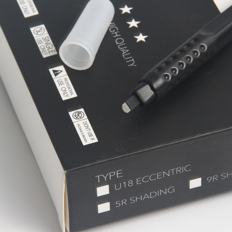 10Pcs Permanent Makeup Black Disposable Microblading Pen 18U 0 18 Microblade Embroidered Needles Eyebrow Tattoo Hand Tools 220624