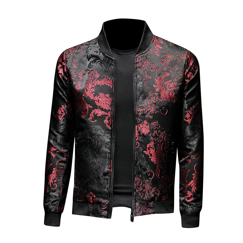Spring Paisley Print Jacket High Quality Men's Retro Bomber Jacket Coat Fashion Embroidered Jacquard Men Slim Flower Jacket 220409