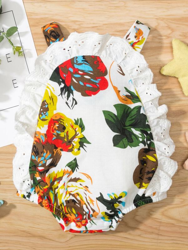 Baby girl flower Ruffle cross Jumpsuit SHE