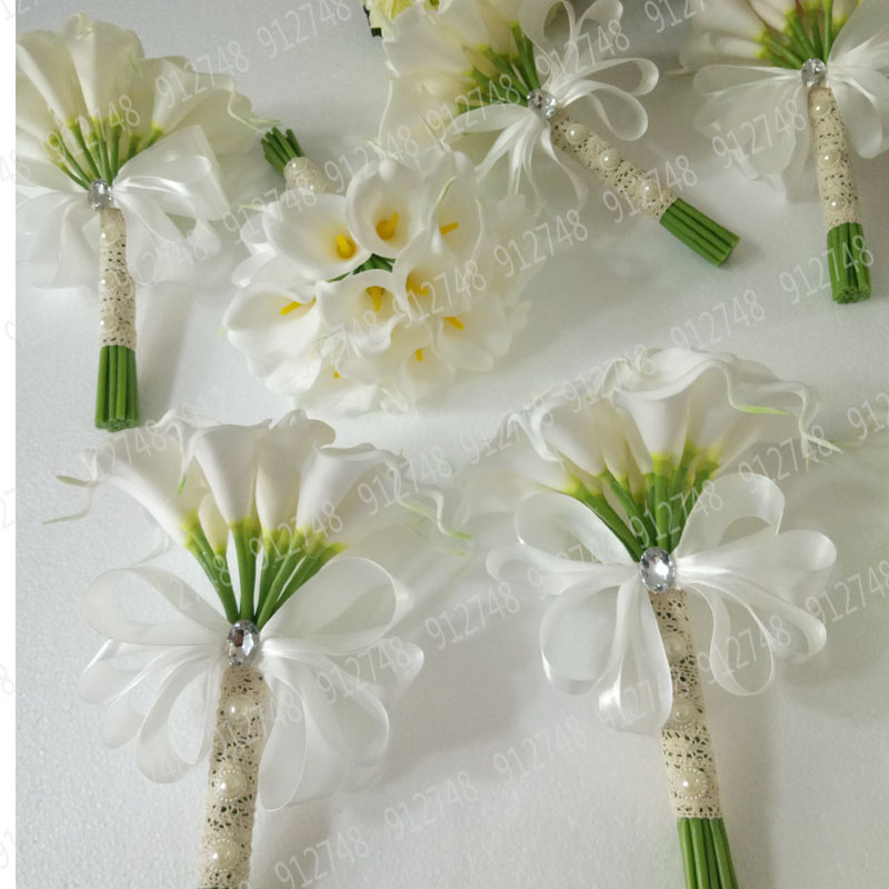 Yellow White Calla Bride Bridal Bouquet Wedding Wedding Outdoor Wedding Bride Bridesmaid Flower