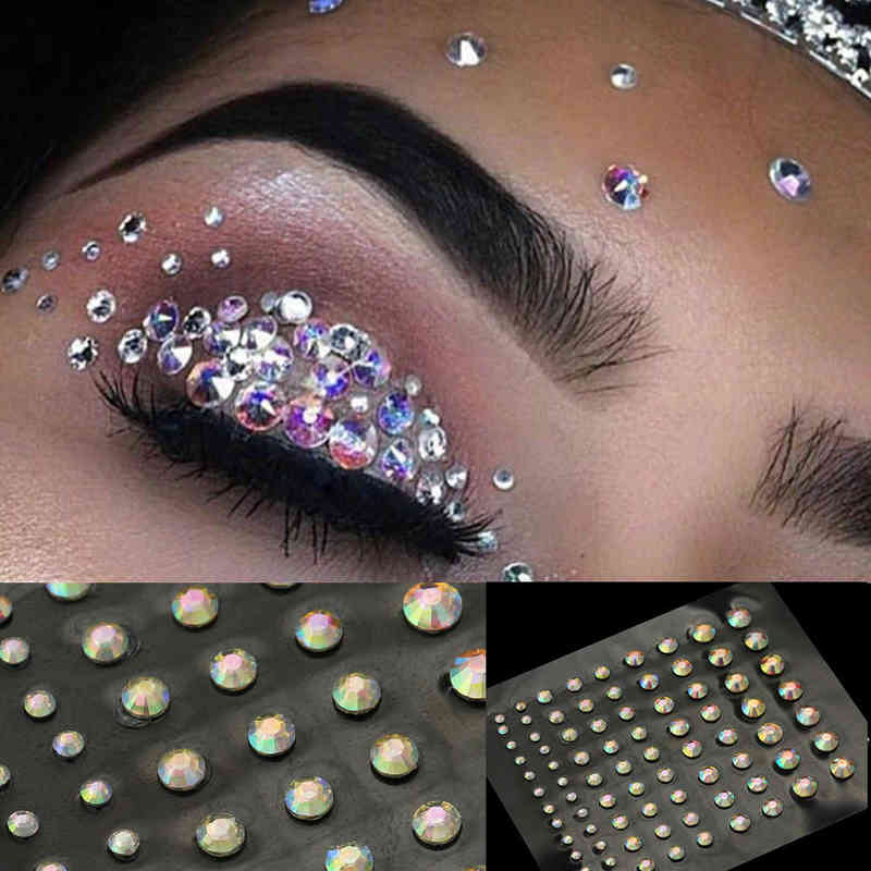 NXY Temporary Tattoo Fashion Women Diamond Makeup Eyeliner Eyeshadow Face Sticker Jewel Crystal 0330
