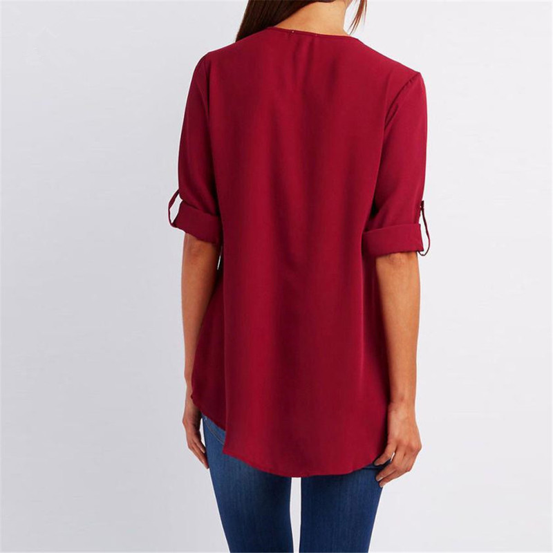 Solid Color Women chiffon Tshirt V neck Zipper irregular Loose Casual T shirts Spring Summer Oversizd Sexy Tops Tee 220714