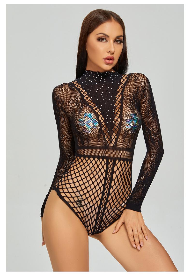 Bras Sets Women Sexy Fishnet Long Sleeve Rhinestone Bodysuit High Collar Bodystocking Lingerie ClubwearBras, Black
Bras Sets Women Sexy Fishnet Long Sleeve Rhinestone Bodysuit High Collar Bodystocking Lingerie ClubwearBras, Black