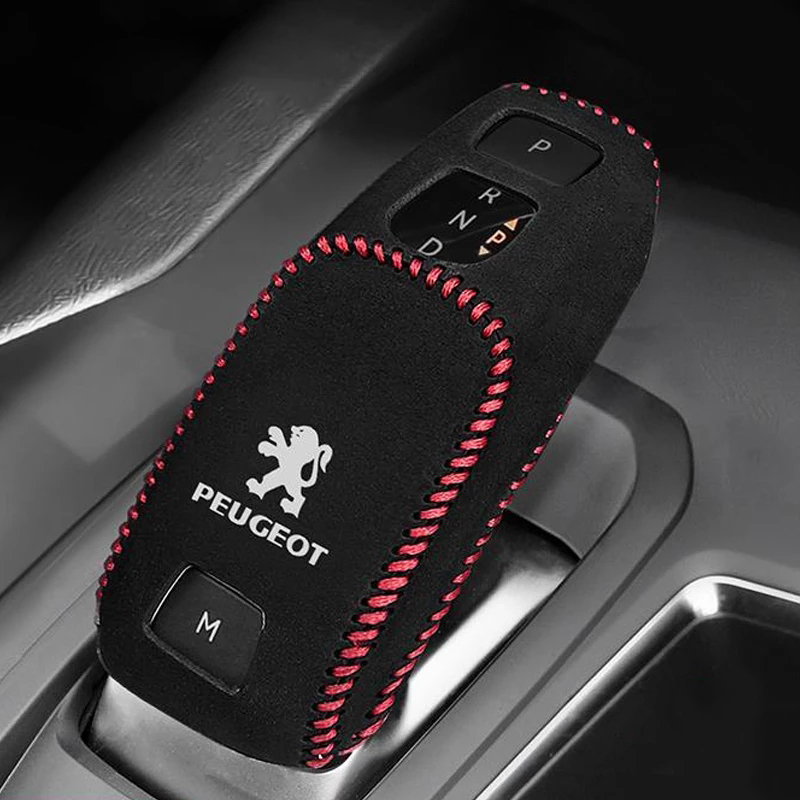 Car Leather Badge Shift Handle Cap Gear Lever Emblem Protective Cover For Peugeot 2008 4008 5008 508L