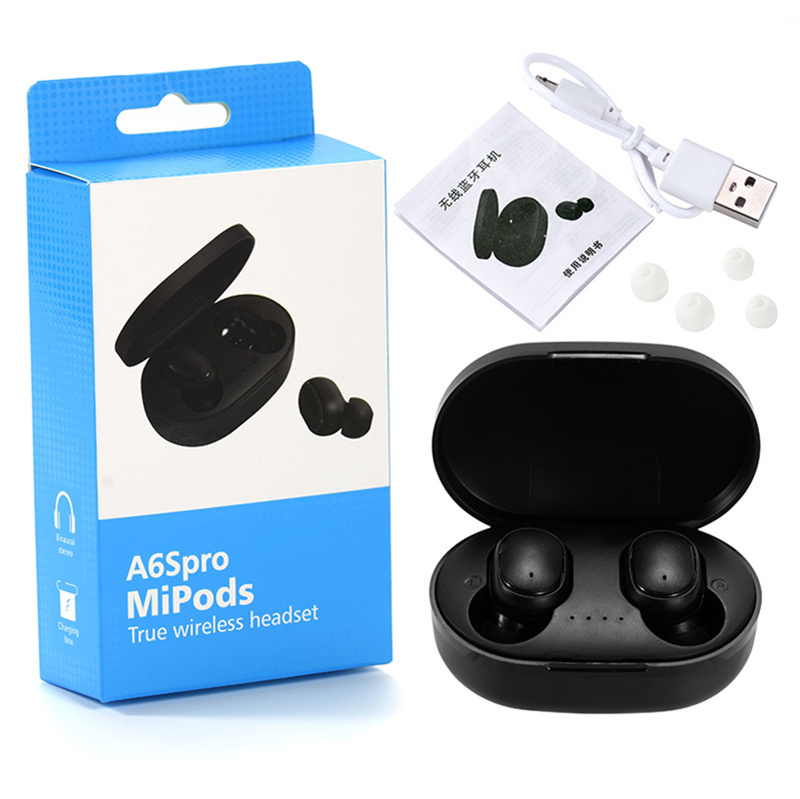 A6S Pro TWS Fone Bluetooth Earphones Wireless Headphones for Xiaomi Redmi Noise Reduction Bluetooth Headset with Microphone Earbuds