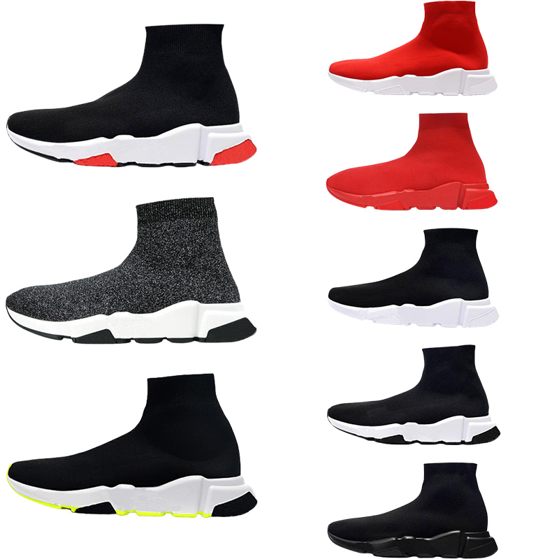 2023 designer sock sports trainers 2.0 lace-up trainer shoes casual luxury paris women men nude glitter graffiti runners sneakers Black Red socks boots Paris Knit shoe