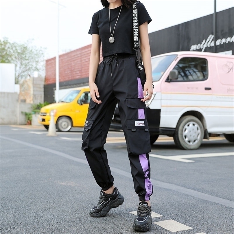 Womens Fashion Cargo Pants Autumn Black Drawstring Ankle-Length Pants Women Casual Streetwear Joggers Trousers Sweatpants 201228
Womens Fashion Cargo Pants Autumn Black Drawstring Ankle-Length Pants Women Casual Streetwear Joggers Trousers Sweatpants 201228