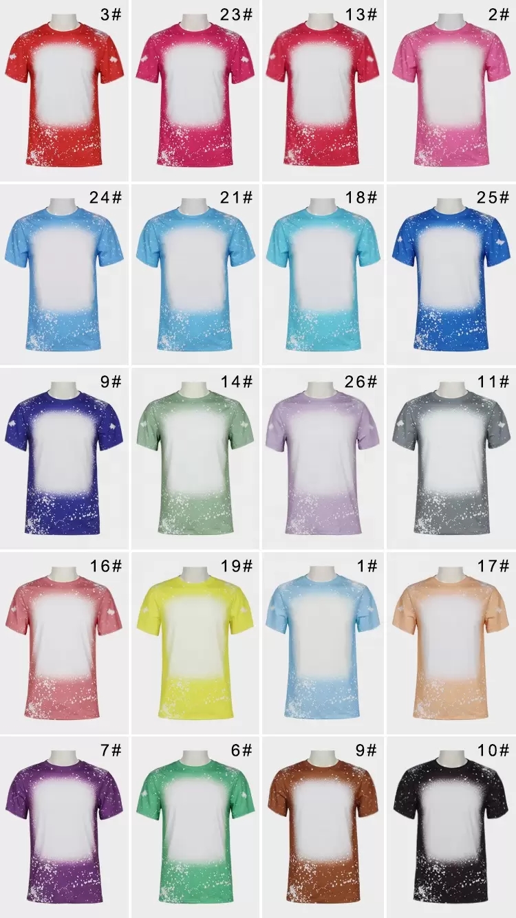 Wholesale Sublimation Bleached Shirts Heat Transfer Blank Bleach Shirt Bleached Polyester T-Shirts US girl boy Party Supplies Z11
Wholesale Sublimation Bleached Shirts Heat Transfer Blank Bleach Shirt Bleached Polyester T-Shirts US girl boy Party Supplies Z11