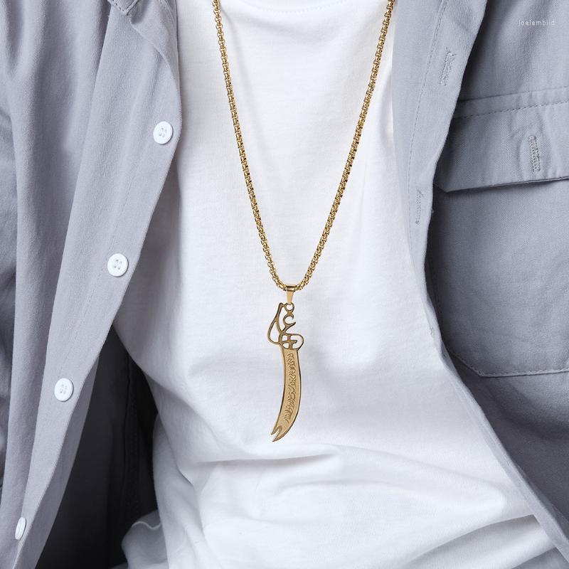 Pendant Necklaces Muslim Quran Verse Ali Eye Sword Necklace For Men Women Stainless Steel Amulet Jewelry Islamic GiftPendant