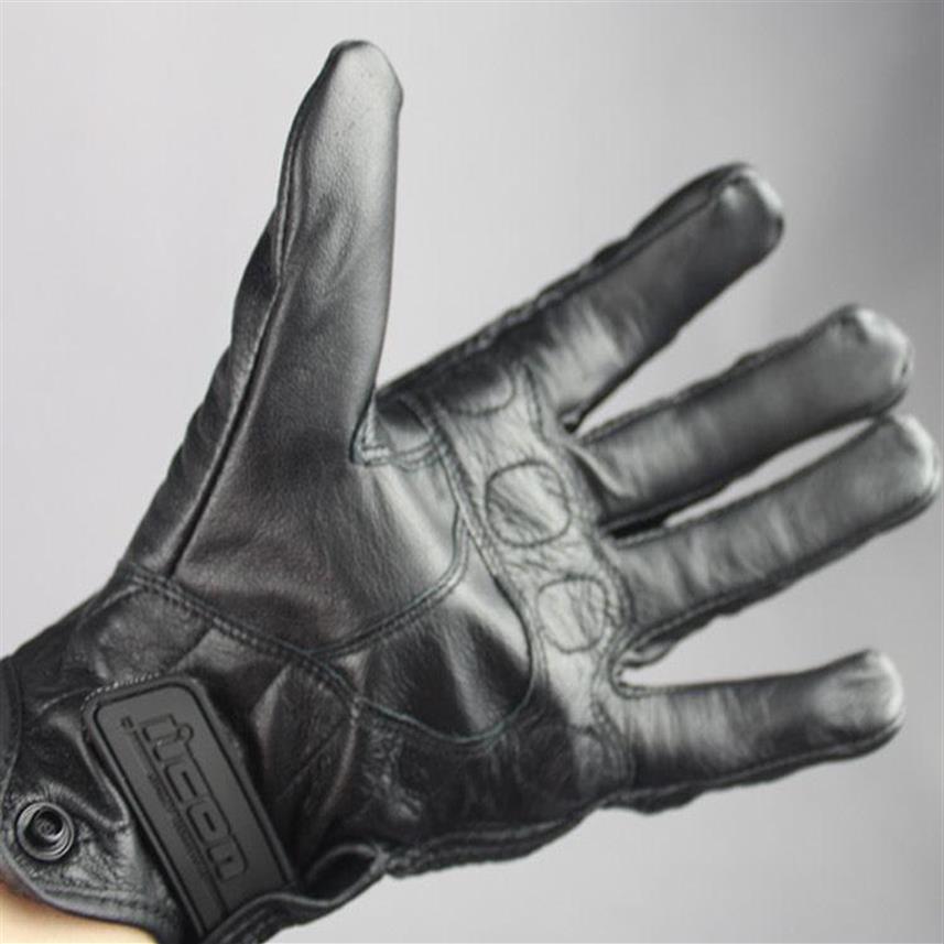 Top Guantes Fashion Glove real Leather Full Finger Black moto men Motorcycle Gloves Motorcycle Protective Gears Motocross Glove298