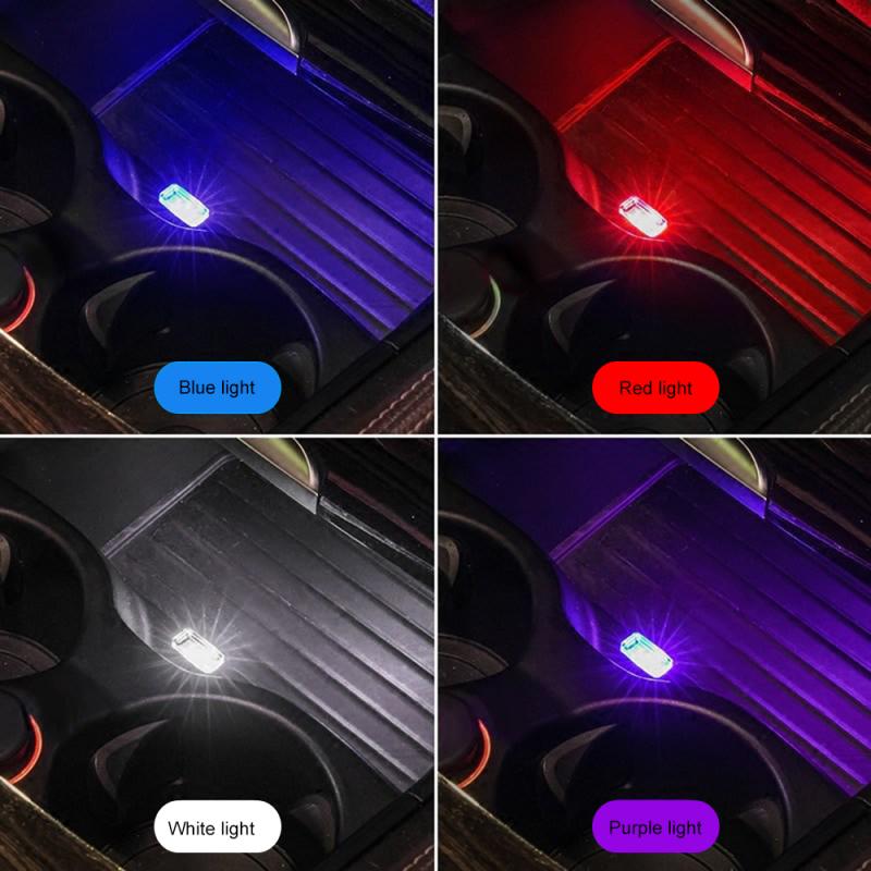 Car USB LED Atmosphere Mini Lights Portable Plug Play Auto Neon Ambient Lamp Car Interior Colorful Light
