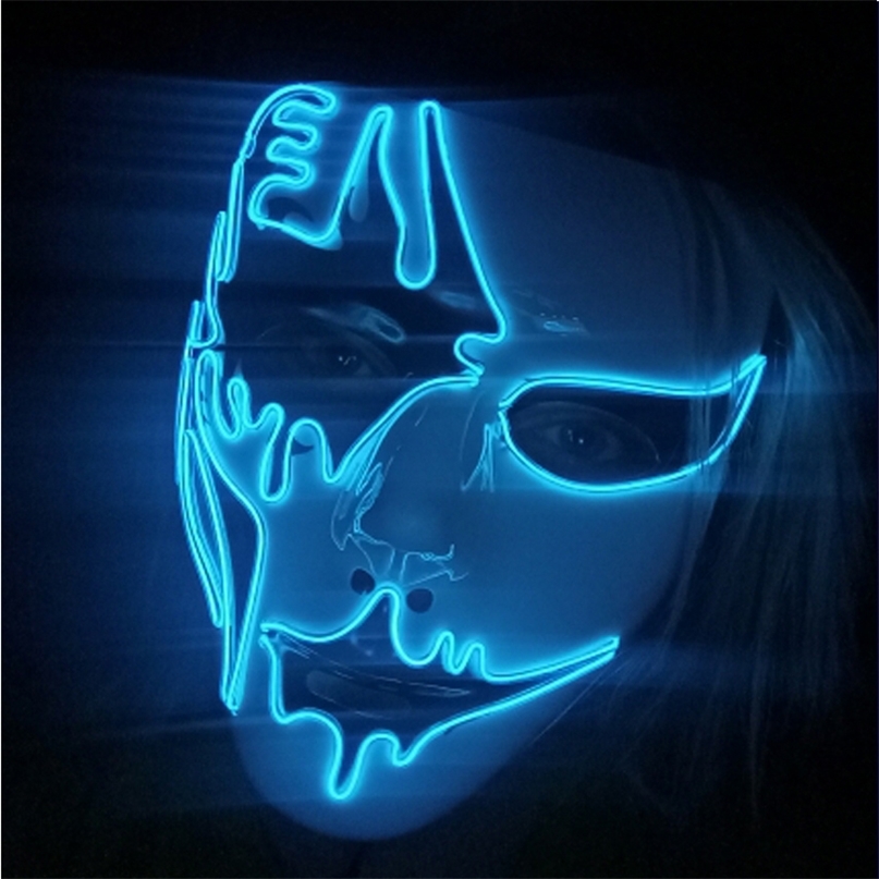 Party Masks Neon Light LED Halloween Scary Cosplay Masque Ma 220823