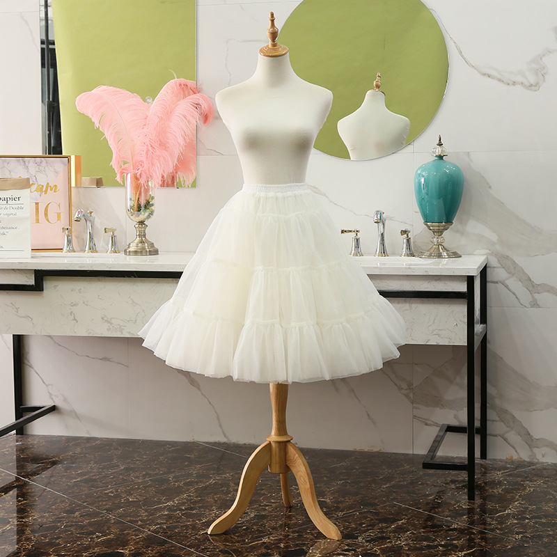 Lolita Petticoats White Black Chiffon Lace Short Gown Crinoline Bridal Petticoats Underskirt