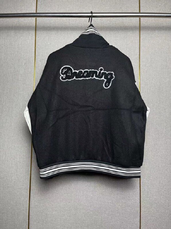 2022 Street Fashion Catwalk Unisex Jacket Men's Baseball Uniform Flat Embroidery Pull Side High Street Jacket Color Black White Size m-l-xl-xxl G