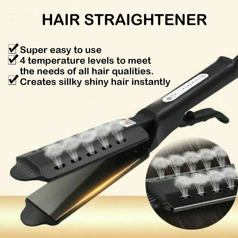 Four-Gear Adjustable Temperature Ceramic Steam Hair Curler Straightener Brush Home Flat Iron straightener Comb Hair Tools 220623