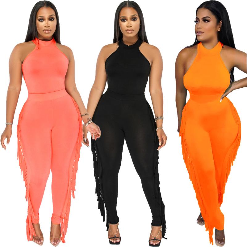 Women' Two Piece Pants Women' Sexy Two-piece Summer Streetwear Solid Color Tank Top Fringe Tight Suit NightclubWomen, Black
Women' Two Piece Pants Women' Sexy Two-piece Summer Streetwear Solid Color Tank Top Fringe Tight Suit NightclubWomen, Black