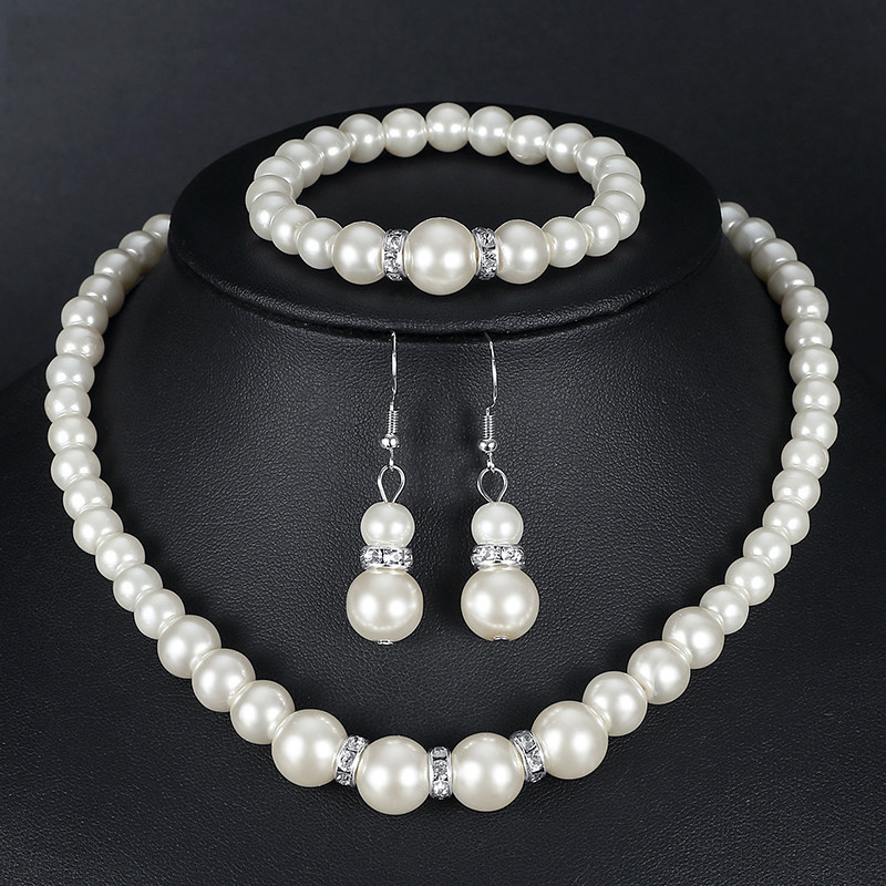 Pearl Necklace Women's Bracelet Earring Necklace Three Piece Bridal Wedding Dress Accessories Activity Suit
Pearl Necklace Women's Bracelet Earring Necklace Three Piece Bridal Wedding Dress Accessories Activity Suit