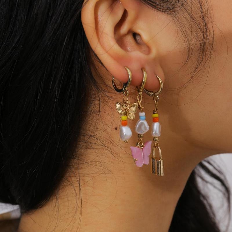 Dangle & Chandelier 3Pcs Lovely Women's Pink Butterfly Lock Gold Baroque Imitation Pearl Long Tassel Earrings Fashion Glamour Girl Jewel
Dangle & Chandelier 3Pcs Lovely Women's Pink Butterfly Lock Gold Baroque Imitation Pearl Long Tassel Earrings Fashion Glamour Girl Jewel