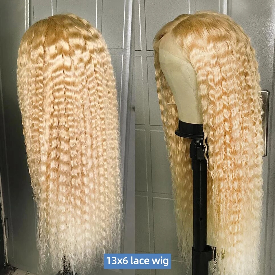 28 Inch 613 Honey Blonde Deep Wave Lace Front Human Hair Wig 13x4 Curly Glueless Synthetic Frontal Wigs For Women