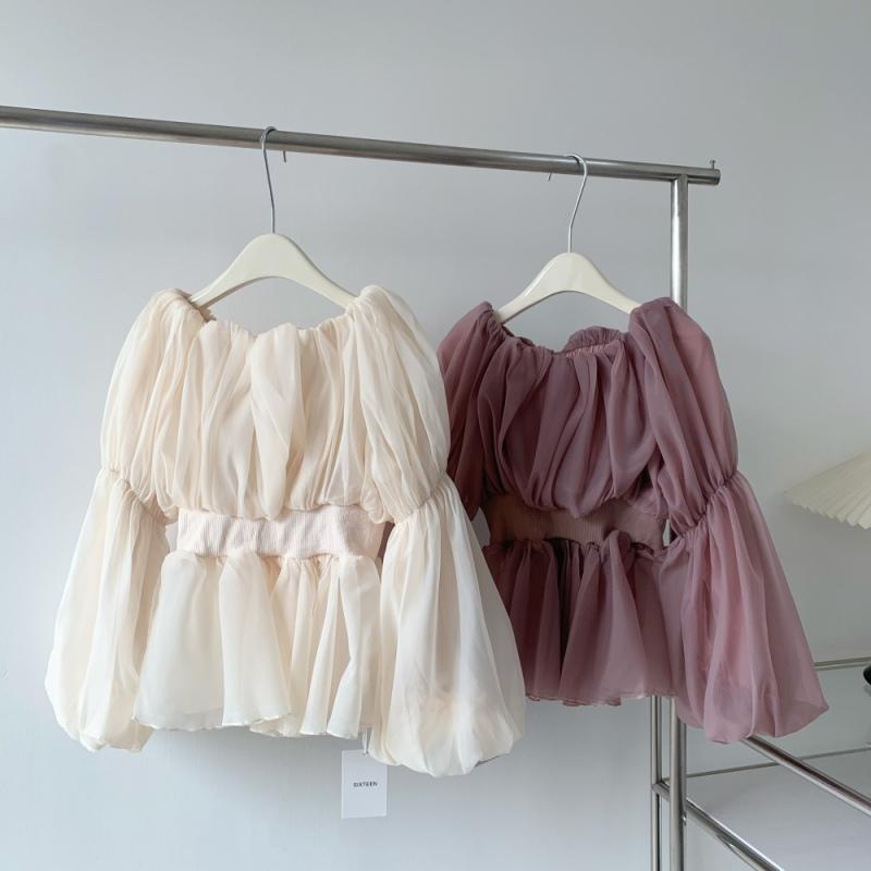 Women's Blouses & Shirts Sweet Sexy Slash Neck Folds Tulle Blouse Women 2022 Female Elastic Slim Waist Full Sleeve Stylish Pullover TopsWome, Beige
Women's Blouses & Shirts Sweet Sexy Slash Neck Folds Tulle Blouse Women 2022 Female Elastic Slim Waist Full Sleeve Stylish Pullover TopsWome, Beige