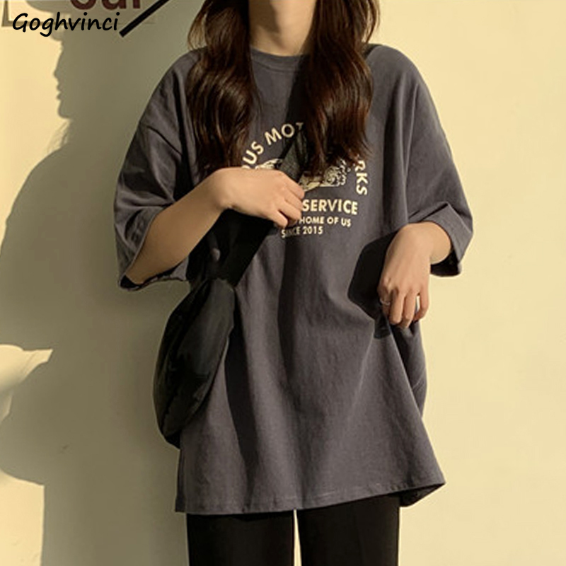 Women Short Sleeve Tshirts Print Casual Korean Style Fashion Harajuku Loose Oneck Student Streetwear Allmatch Simple Ulzzang 220615, Dark gray
Women Short Sleeve Tshirts Print Casual Korean Style Fashion Harajuku Loose Oneck Student Streetwear Allmatch Simple Ulzzang 220615, Dark gray