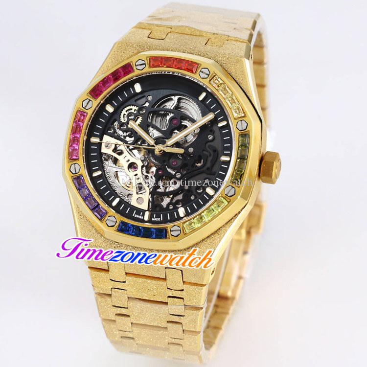 K8F 41mm Black Skeleton Tourbillon Dial Automatic Mens Watch 18K Yellow Gold Frost Gold Case Frosted Steel Bracelet Gents Watches 6 Color Timezonewatch A26B (5), Customized waterproof service
K8F 41mm Black Skeleton Tourbillon Dial Automatic Mens Watch 18K Yellow Gold Frost Gold Case Frosted Steel Bracelet Gents Watches 6 Color Timezonewatch A26B (5), Customized waterproof service