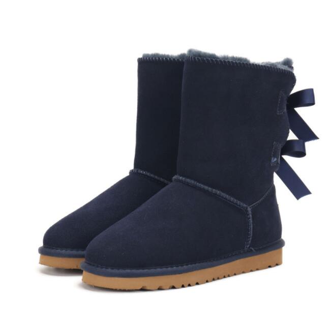 Genuine Leather middle Aus U3280 Bow women snow boots Soft comfortable Sheepskin fur keep warm boot lady girl Beautiful Christmas birthday gift G3280