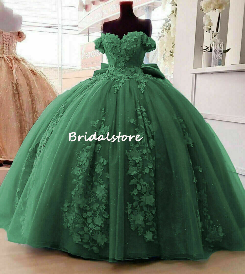 Luxury Pink Dusty Blue Quinceanera Dresses Charro Puffy Tulle Florals Ball Gown Prom Dress With Big Bow Birthday Party Sweet 16 Gowns With Beaded Off 