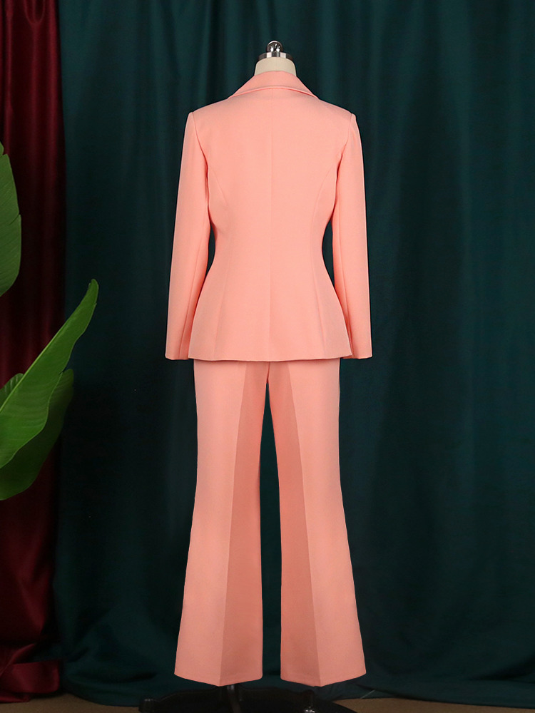 Business Women Blazer Sets 2 Piece Outfits Pink Jacket Wide Leg Pants Suit Elegant Fall Winter Formal Suits Party Office Clothes 220809