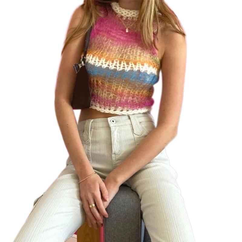 Women's Tanks & Camis Handmade Crochet Knit Summer Sweater Vest For Women Hollow Out Coverup Tank Top 101AWomen's, As pic