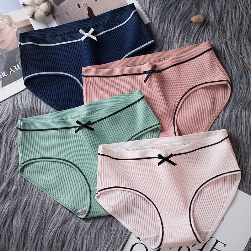 Panties Women Underwear Set Solid Mid-waist Cotton Cozy Lingerie Women's Underpants Tempting Briefs Female 220511