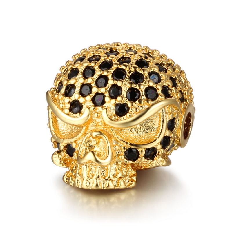 Fashion CZ Micro Pave Skull Charm Beads for DIY Bracelet Jewelry Making
