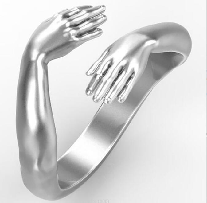 Vintage Romantic Love Hug Carved Hand Ring Love Forever Adjustable Hand Hug Ring For Women Men Fashion Aesthetic Jewelry GC888