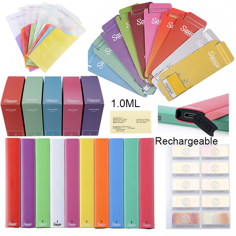 Sauce Bar Rechargeable Disposable Vape Pen Cake Bars E cigarettes 1.0ml Capacity 280MAH Thick Oil Tank Empty
Sauce Bar Rechargeable Disposable Vape Pen Cake Bars E cigarettes 1.0ml Capacity 280MAH Thick Oil Tank Empty