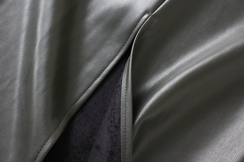 Women Autumn Pu Leather Skirt Split Hem Bodycon High Waist Winter Femme Faldas Jupe Saia 220317