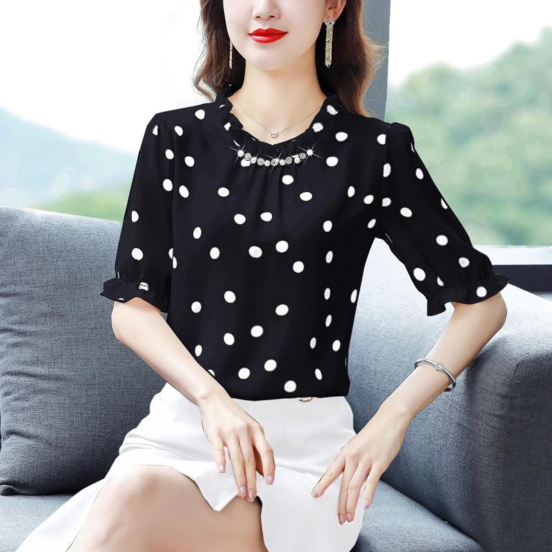 Women's Blouses & Shirts Summer Women Tops Fashion Polka Dot Chiffon Blouse Round Neck Ruffles Beaded Short-sleeved ShirtWomen's, Beige
Women's Blouses & Shirts Summer Women Tops Fashion Polka Dot Chiffon Blouse Round Neck Ruffles Beaded Short-sleeved ShirtWomen's, Beige