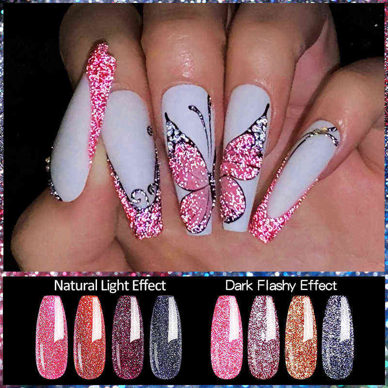 NXY Nail Gel 7 5ml Dark Red Polish Semi Permanent Reflective Glitter Sequins Sparkling Soak Off Uv Led Varnish 0328