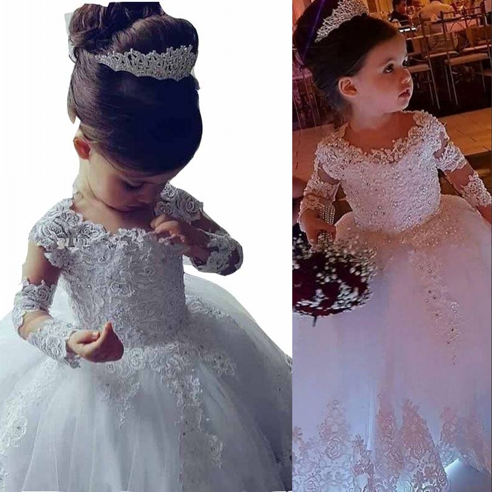 2022 Cute Flower Girls Dresses Weddings Jewel Neck Illusion Lace Appliques Pearls Beaded Long Sleeves Princess Birthday Children Girl Pageant Gowns Sweep Train, Purple
2022 Cute Flower Girls Dresses Weddings Jewel Neck Illusion Lace Appliques Pearls Beaded Long Sleeves Princess Birthday Children Girl Pageant Gowns Sweep Train, Purple