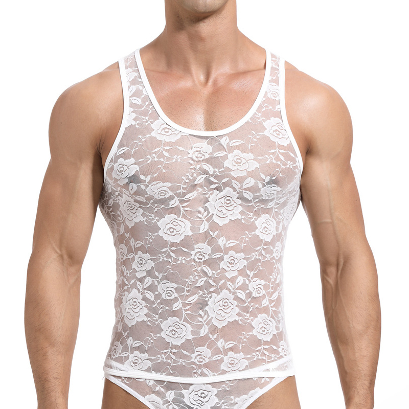 Sexy Lace Mens Tank Tops Transparent Mesh Singlet Shirts Gay Exotic Home Lounge Sleep Wear Undershirt Summer Vest, White
Sexy Lace Mens Tank Tops Transparent Mesh Singlet Shirts Gay Exotic Home Lounge Sleep Wear Undershirt Summer Vest, White