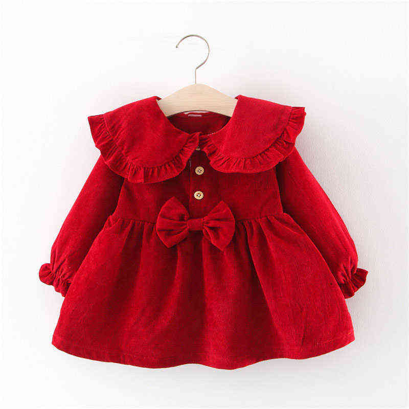 Melario Baby Girl Clothes Princess Dresses Spring Dot Long Sleeves Cotton Baby Clothes Baby Girl Red Dress Spring Infant Dress Y220510