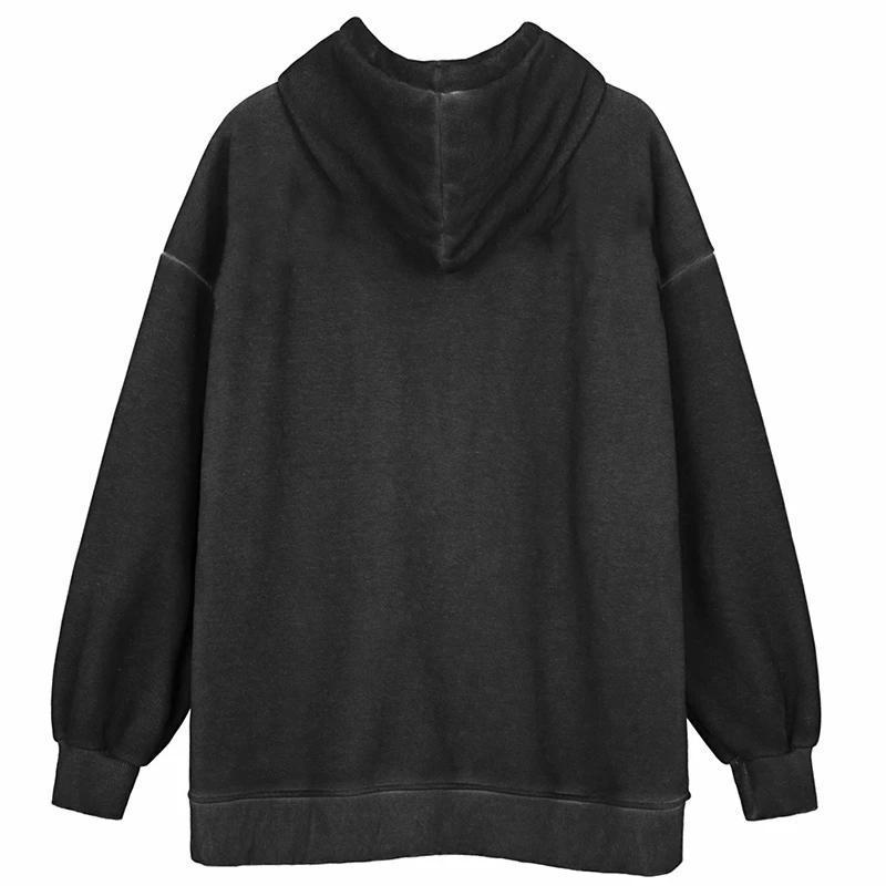 Women Hip Hop Streetwear Hoodies Autumn Winter Angel Print Jacket Coat Goth Harajuku Y2K Zipper Outwear Oversized Hoodies 220809