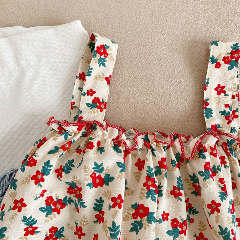Lawadka Summer Baby Girl Clothes Sets Floral T-shirt +Denim Short 2Pcs Children's Suit Fashion Outfits Soft Clothing 220425