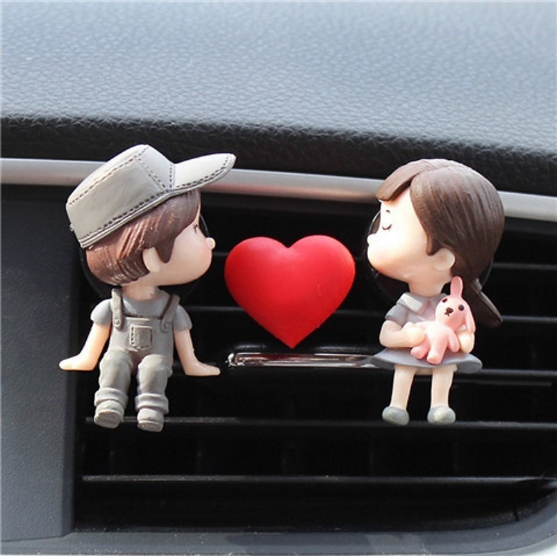 Couples Perfume Clip Car Interior Stylish Decoration Auto Cute Cartoon Couple Aromatherapy Decor Car Accessories Boy Girl Lovers