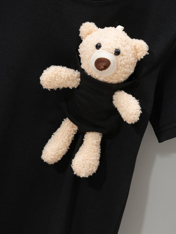 Little girl 3D bear decoration T-shirt dress SHE