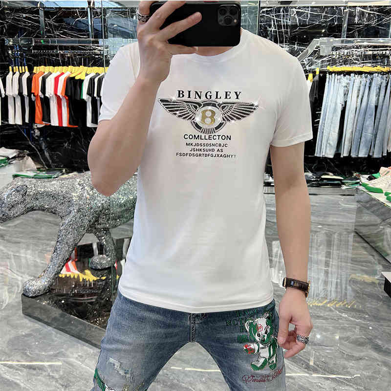 Fashion summer new brand Mercerized Cotton letter hot drill short sleeve slim fit t-shirt men's fashion European goods, Red
Fashion summer new brand Mercerized Cotton letter hot drill short sleeve slim fit t-shirt men's fashion European goods, Red