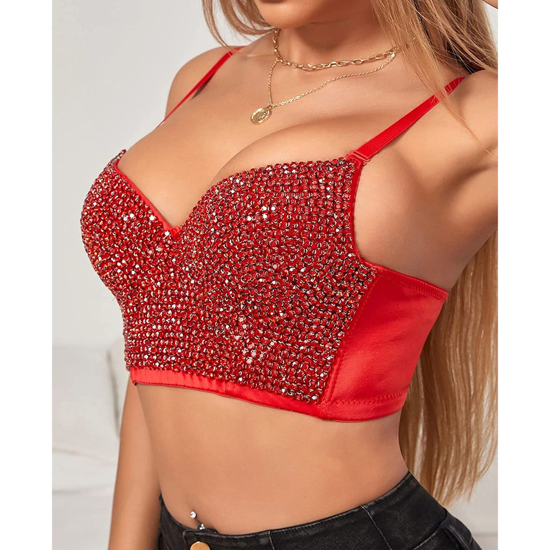 Sexy Corset Top Bustier Crop Rave Outfit Festival Clothing Female Silver Glitter s for Women Summer 220316