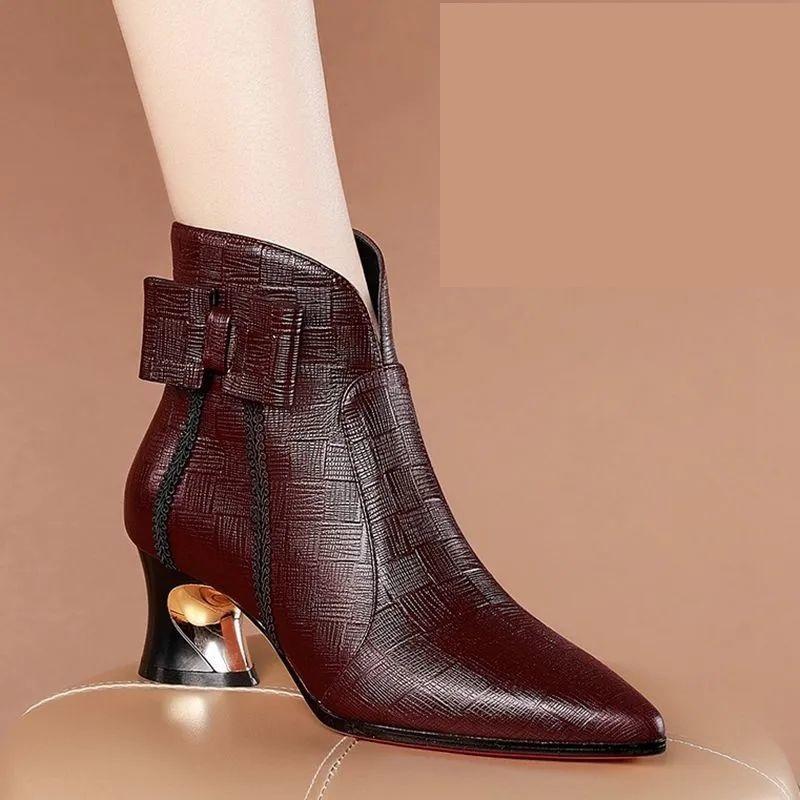 Boots FHANCHU Soft Leather Women Ankle Boots,Bowtie Winter Shoes,Short Botas,Pointed Toe,Strange Heel,Brown,Black,Wine-red,Dropship
Boots FHANCHU Soft Leather Women Ankle Boots,Bowtie Winter Shoes,Short Botas,Pointed Toe,Strange Heel,Brown,Black,Wine-red,Dropship